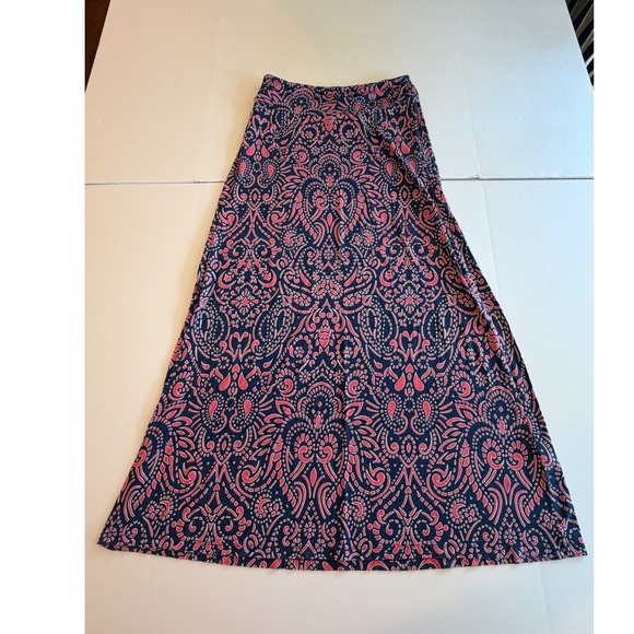 Cynthia Rowley Dresses & Skirts - Cynthia Rowley Pink Navy Paisley Medallion Maxi Skirt Medium Stretch A-Line